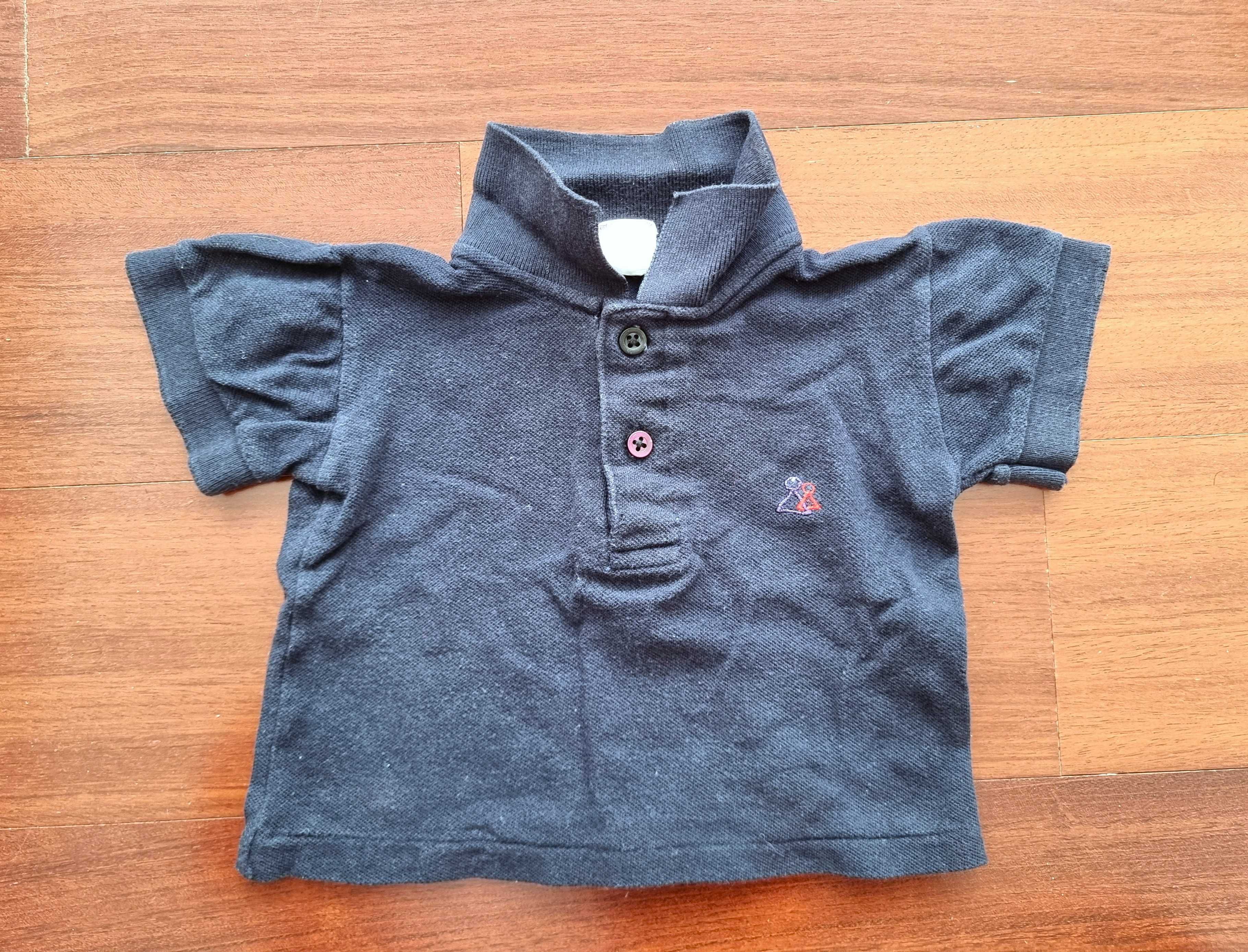 Polo azul escuro de manga curta Ozona 100% algodão, tamanho 6 meses