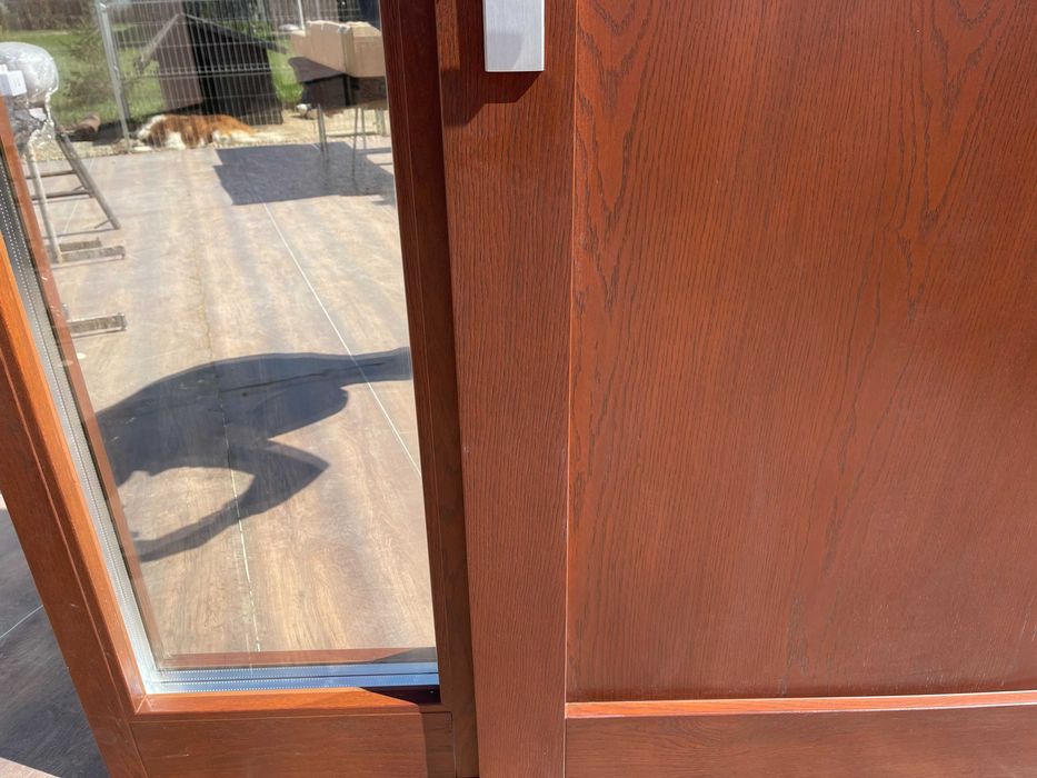 Drzwi zewnętrzne drewniane ocieplane z naświetlem MONTAŻ CAŁA POLSKA