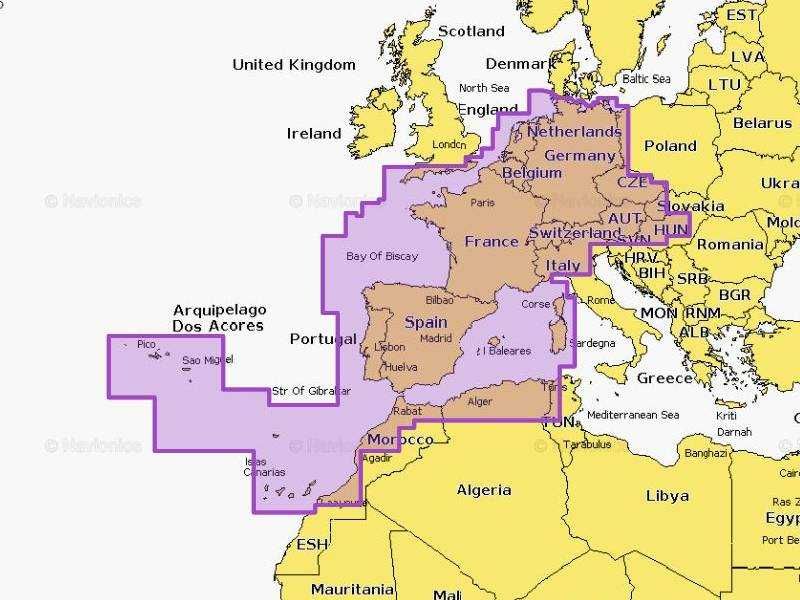 Mapa Navionics+ NAEU646L Europa Zachodnia