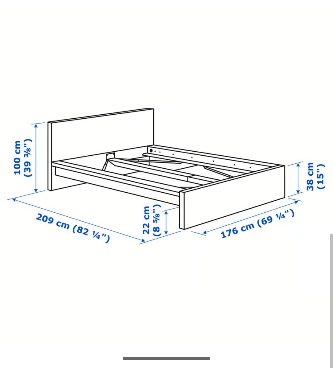 Łóżko Ikea Malm białe 160 x 200 ze stelażem i materacem