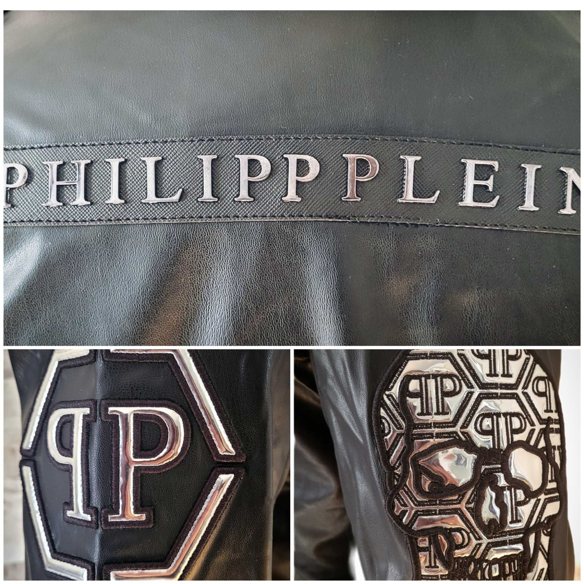 Philipp Plein kurtka męska ramoneska srebrne zdobienia S-3XL