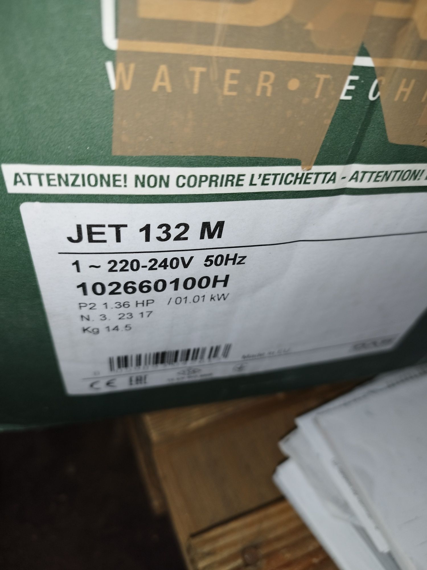 Dab seria Jet 132M samozasysająca elektropompa odśrodkowa 1kW 1.36HP