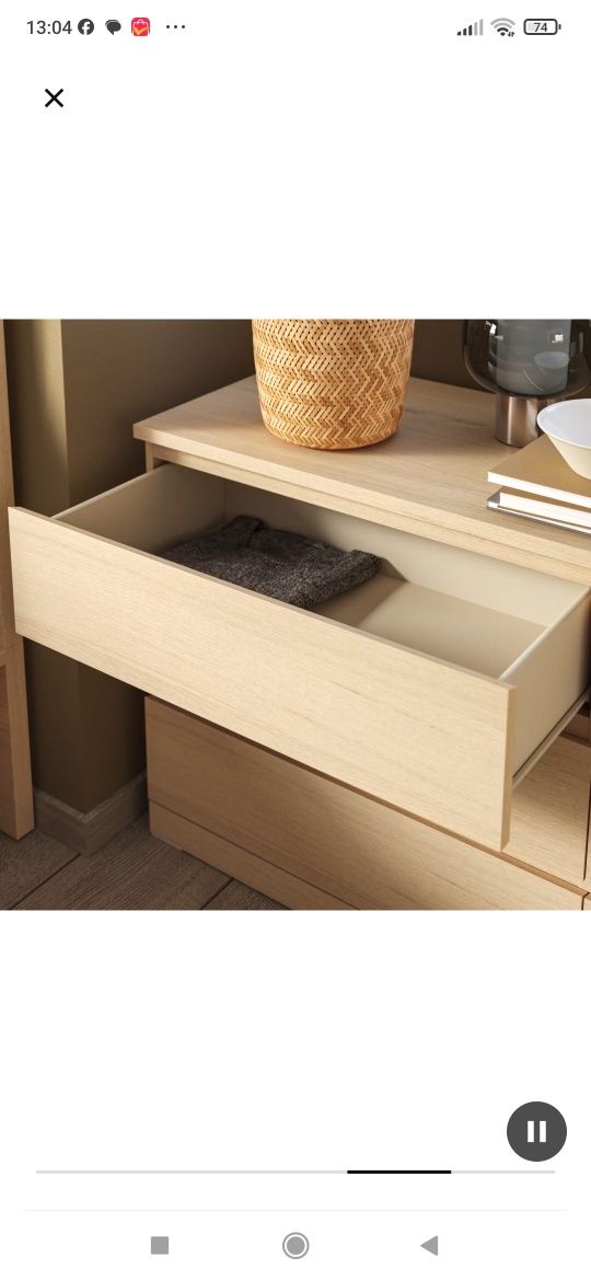 Komoda IKEA Malm 3 szuflady dąb bielony