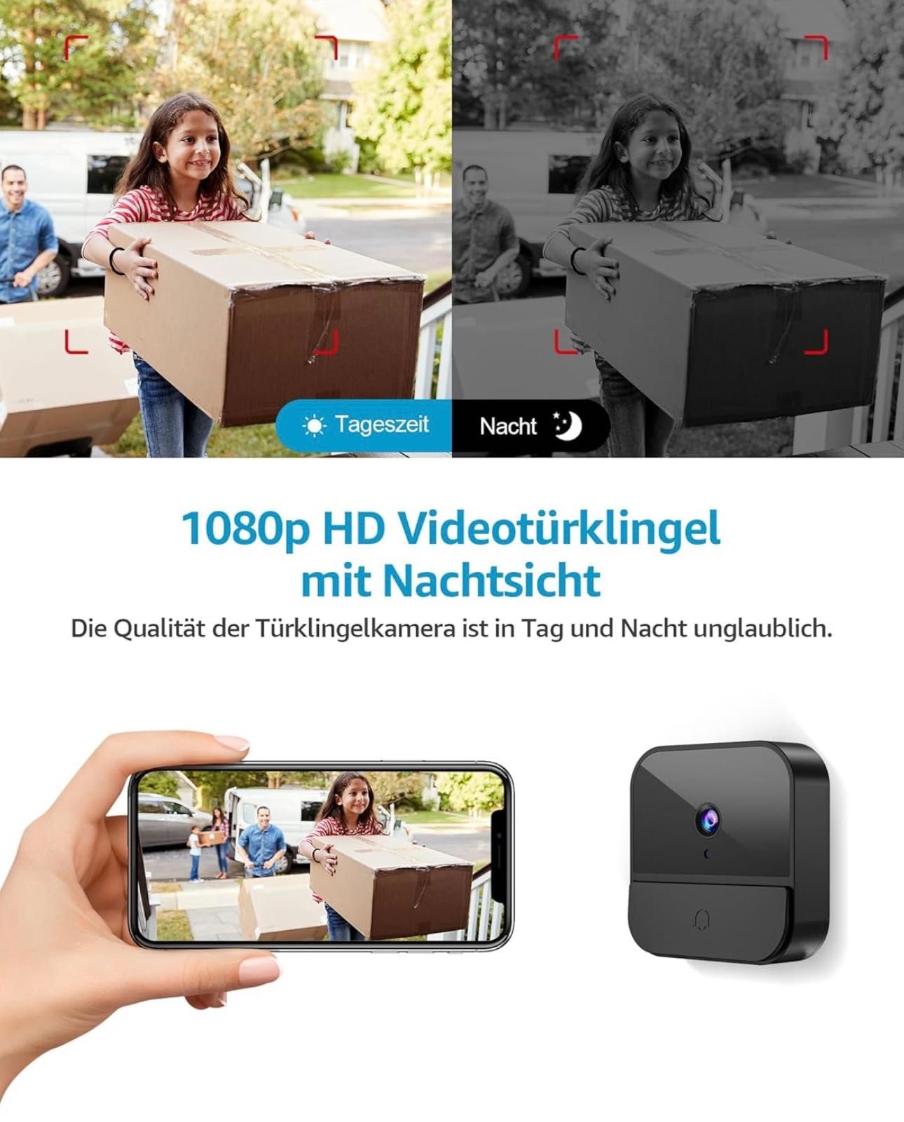 Wideodomofon BETTERMO z kamerą, bezprzewodowy wideodomofon 1080P WiFi