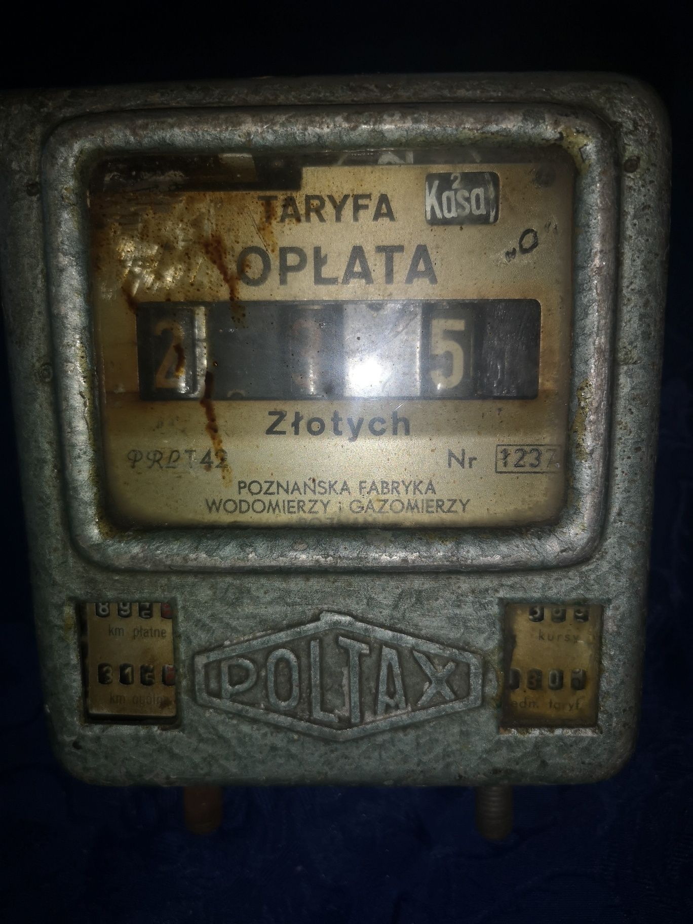 Taksometr nakręcany, zegarowy, mechaniczny, zabytkowy, PRL,