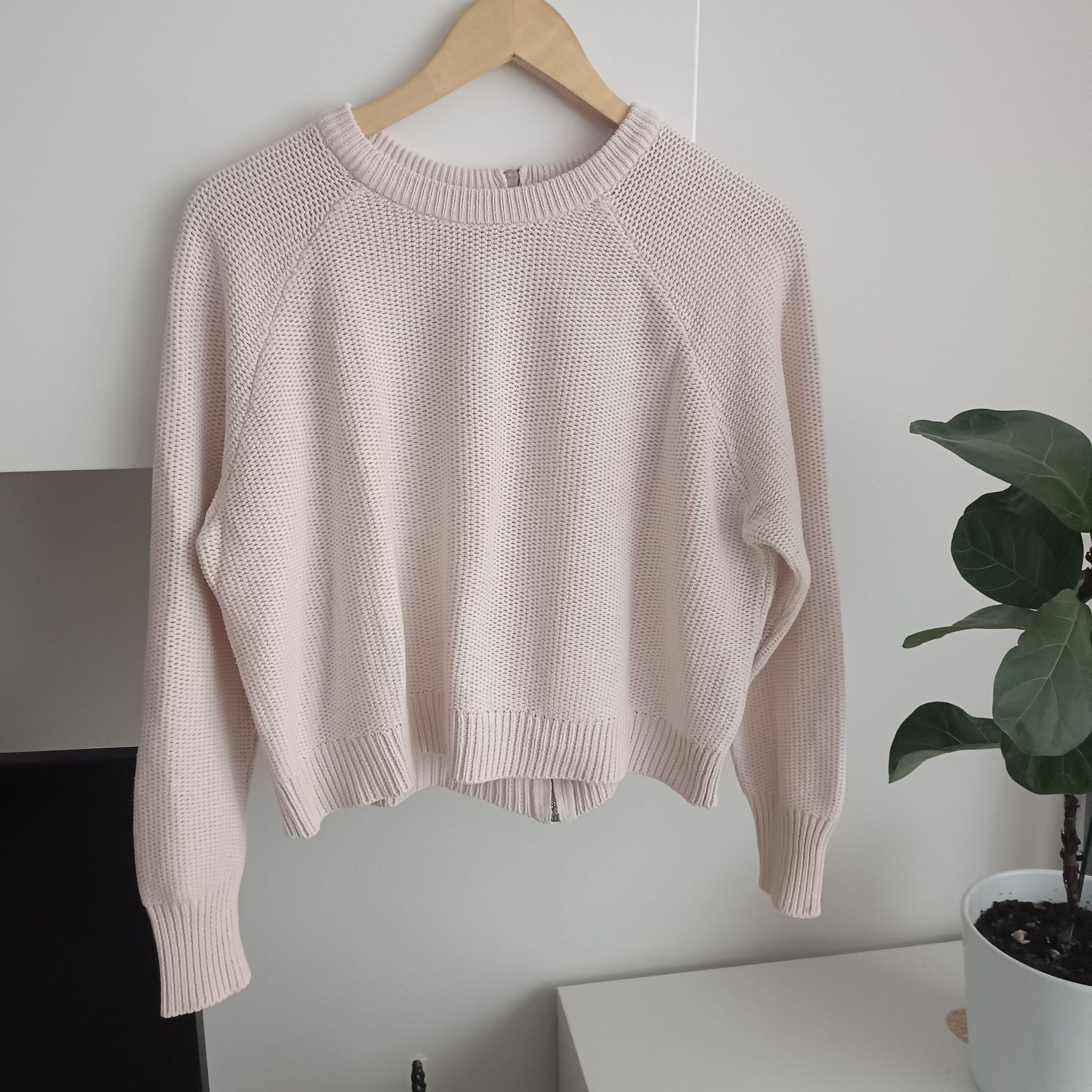 Sweter szeroki, krótki, z zamkiem, rozmiar S