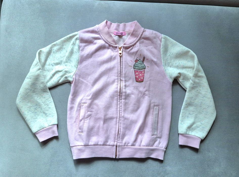 Bluza bawełniana bomberka CoolClub Smyk roz.128 pudrowy róż, kremowa