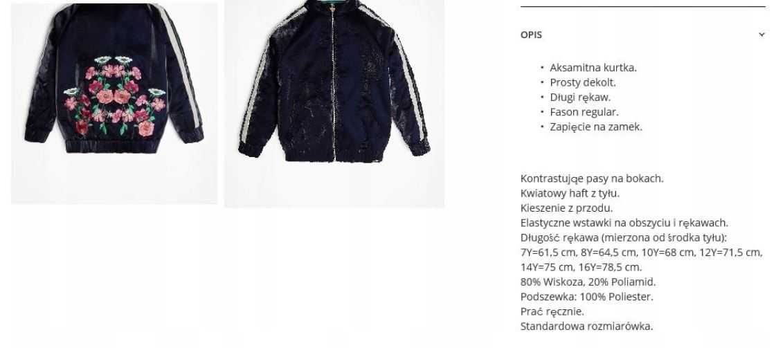 GUESS kurtka bomber przejściowa aksamit haft kwiaty r 10