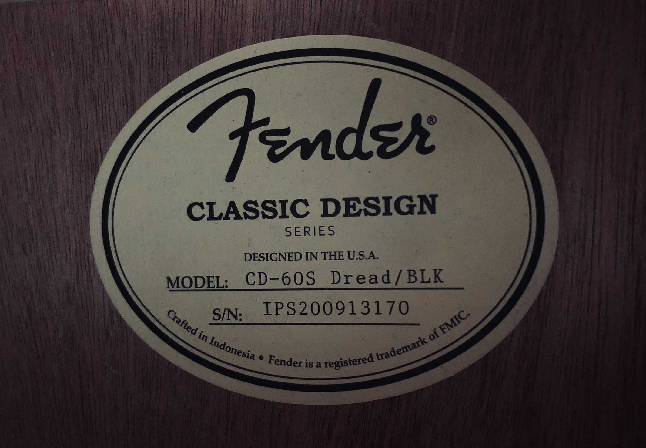 Акустична гітара  FENDER CD-60S BLACK WN