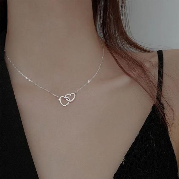 Colar Colar Corações CL1002 (Prateado e Dourado)