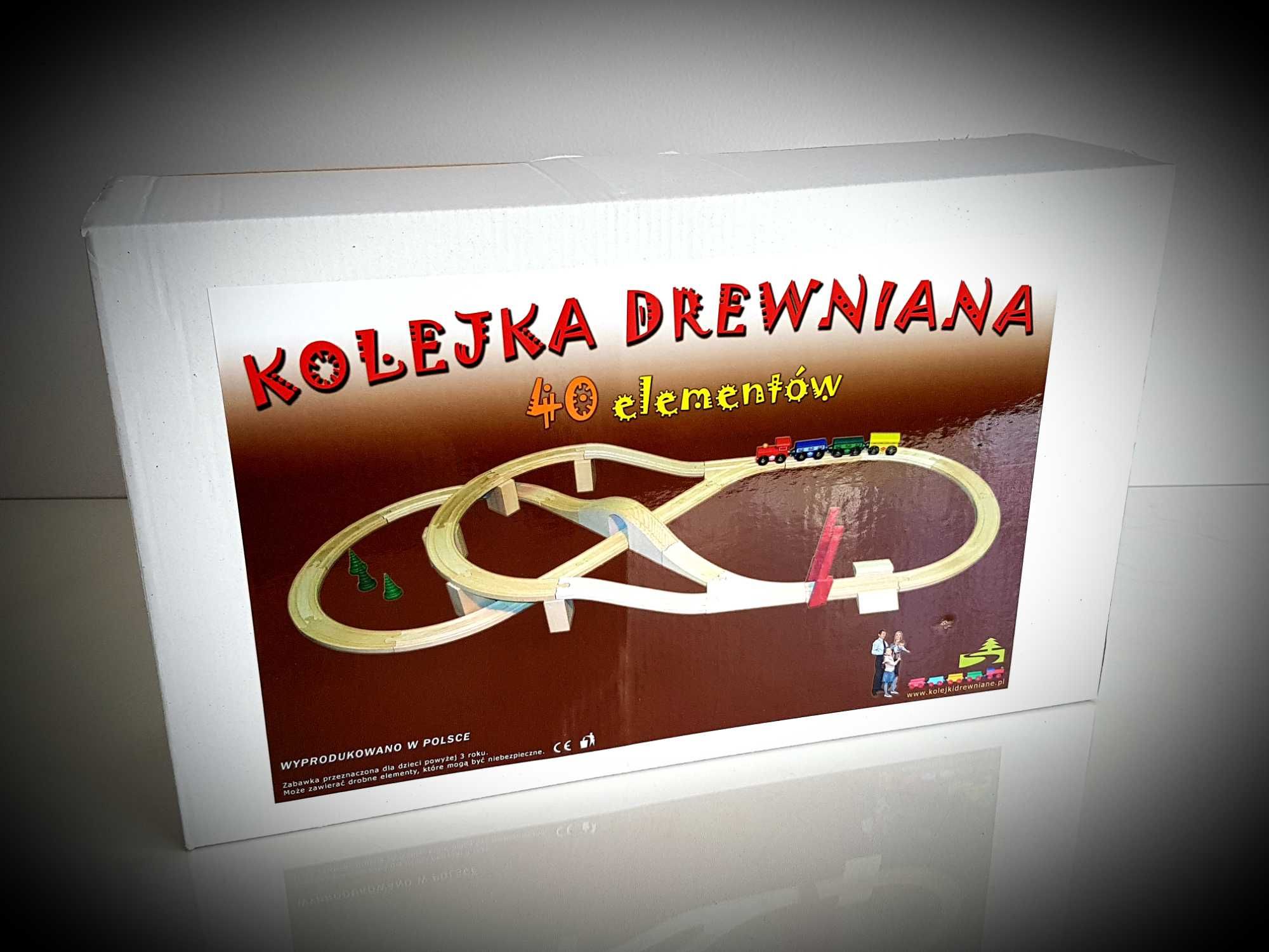 Kolejka Drewniana 40 elementów PRODUCENT !