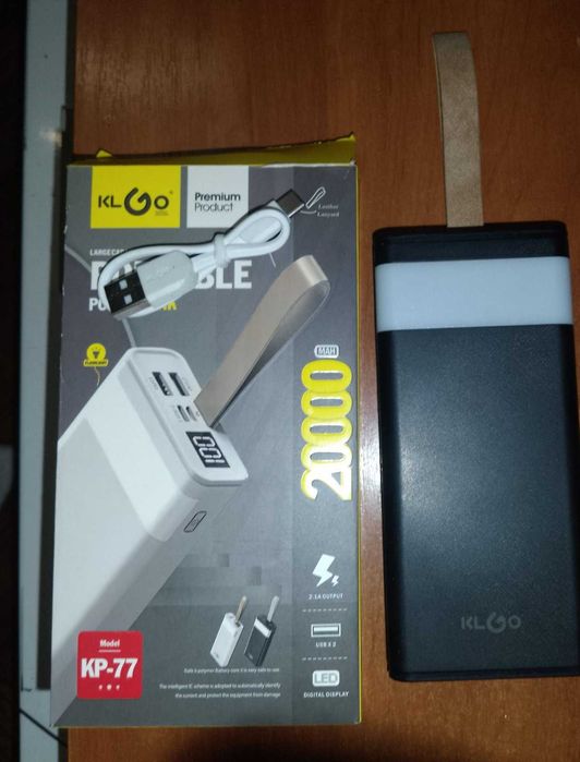 Повербанк 20000mAh с фонариком, KP-77