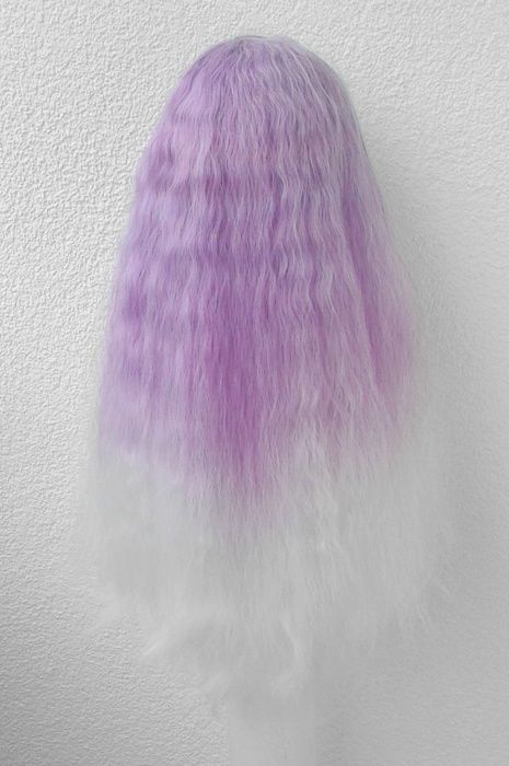 Ombre falowana fioletowa gradient z grzywką karbowana wig cosplay