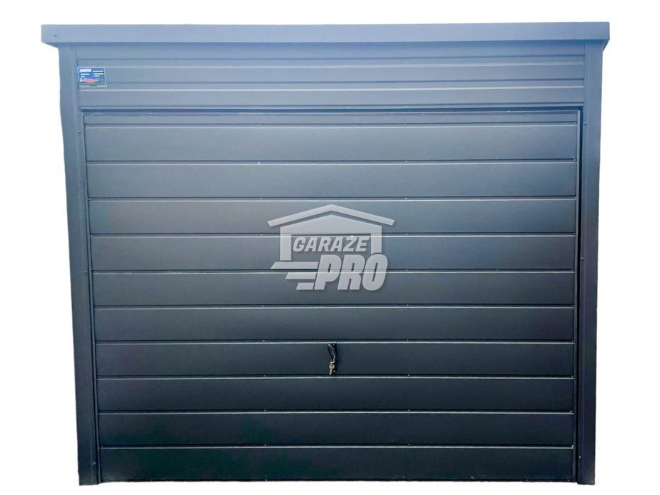 Garaż blaszany 3x4m Brama uchylna + drzwi  spad w tył GP100