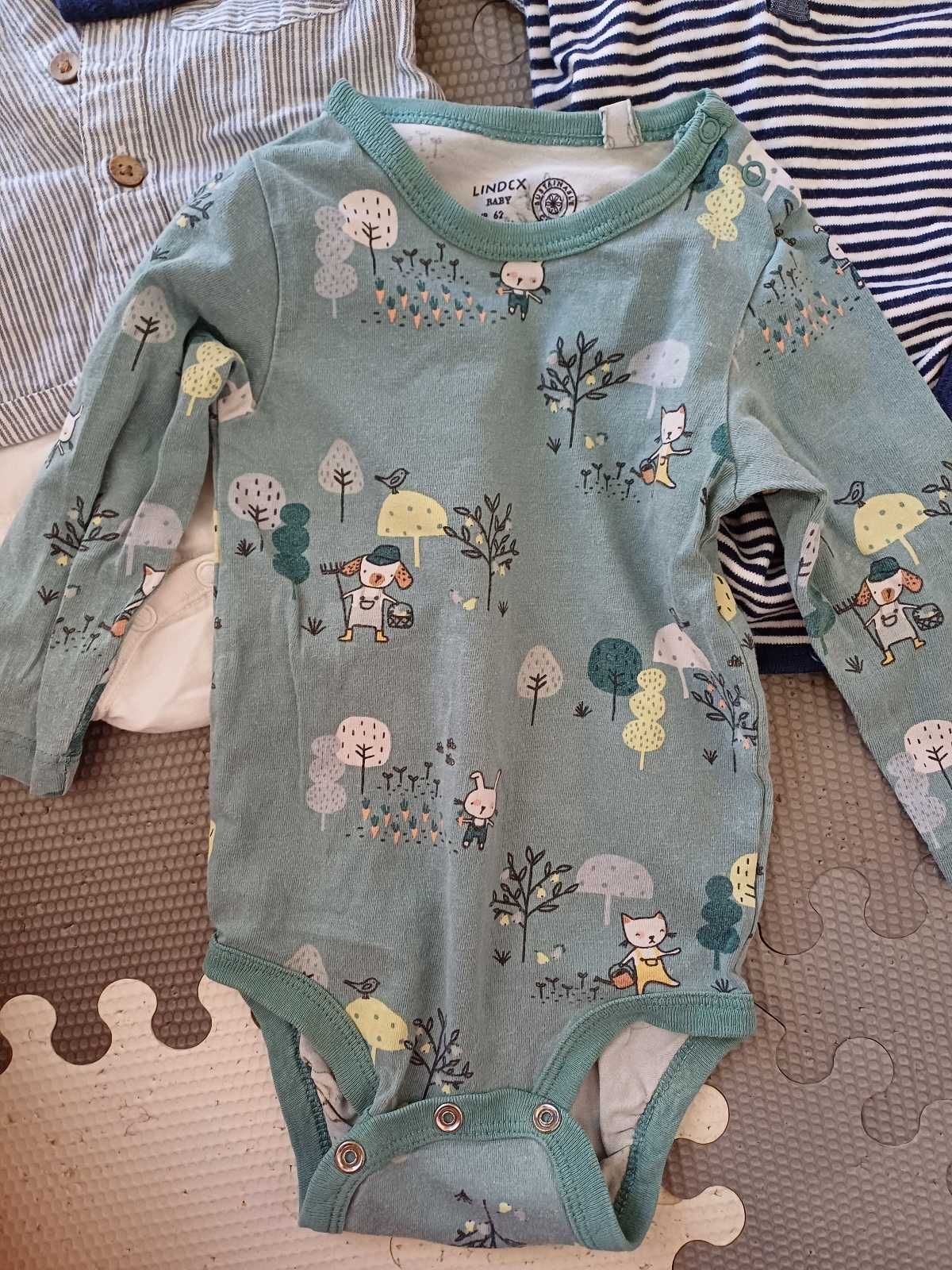 Zestaw body z dlugim rękawem rozm 56 62 dla chłopca  lindex newbie h&m