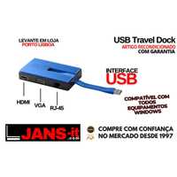 HP USB Travel Dock -Compatibilidade universal com dispositivos Windows