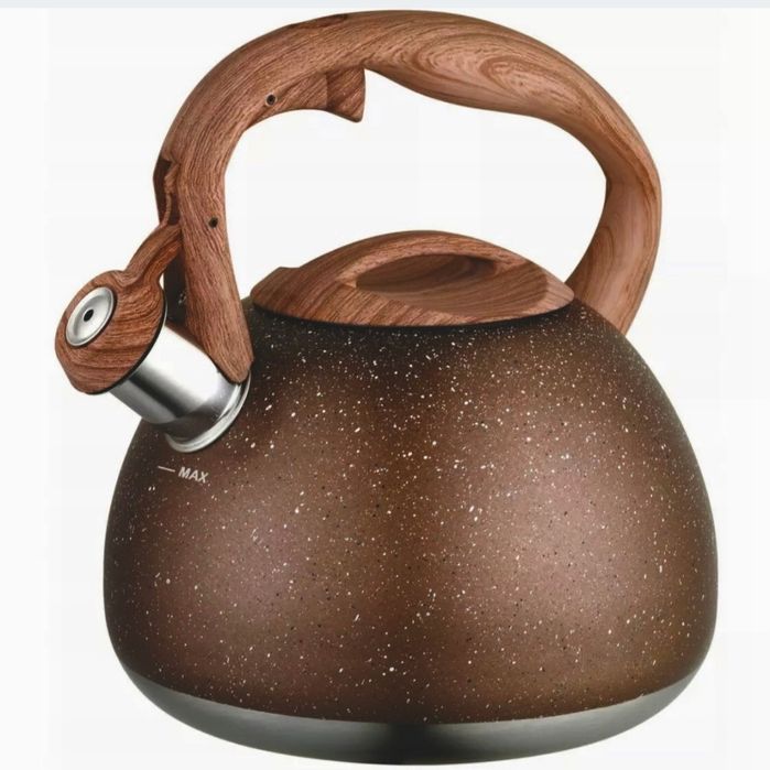 Czajnik stalowy 3 l brązowy marmur granit indukcja gaz