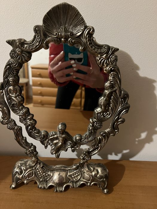 Mosiężne lusterko w idealnym stanie antyk