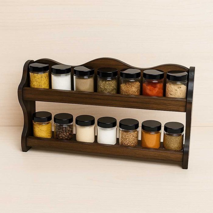 Ręcznie Wykonana Półka na Przyprawy – Rustykalny Styl Farmhouse