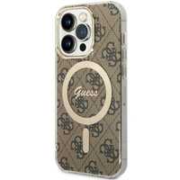 Guess Etui 4G MagSafe dla iPhone 14 Pro 6.1" Brązowe