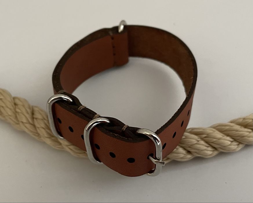 Skórzany pasek NATO brazowy do zegarka, military