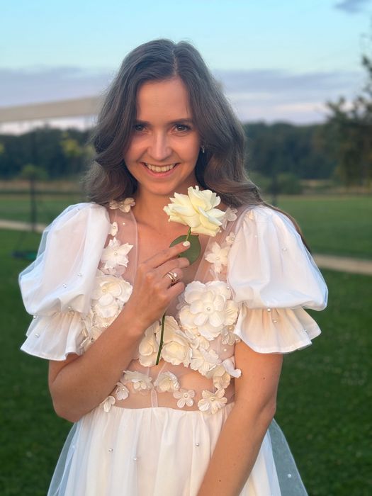 Коротка біла сукня, для розпису, весільна сукня міні