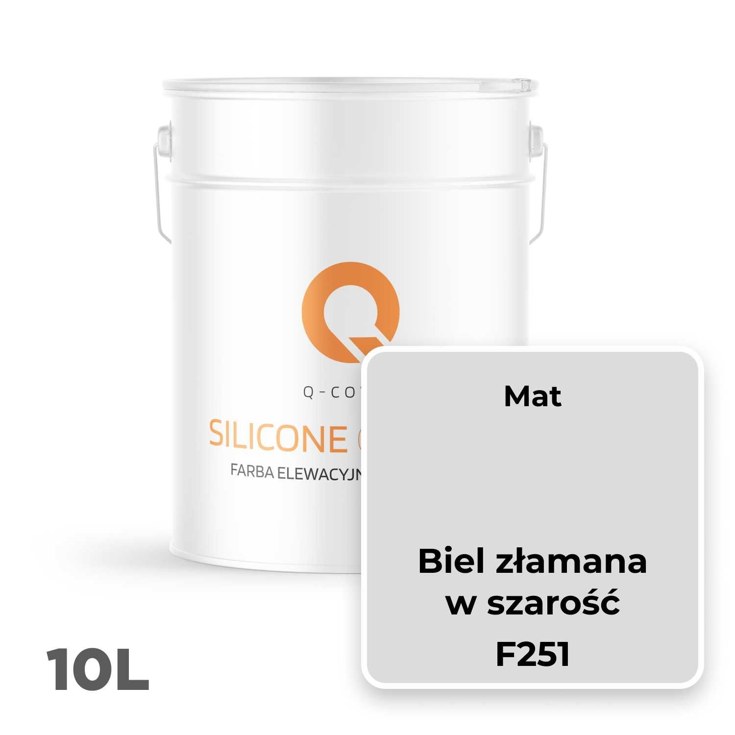 Farba silikonowa biała elewacyjna BIEL ZŁAMANA W SZAROŚĆ F251 10L