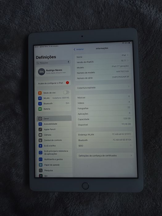 iPad (7.ª Geração, 128 GB) - Praticamente Novo e Atualizado!