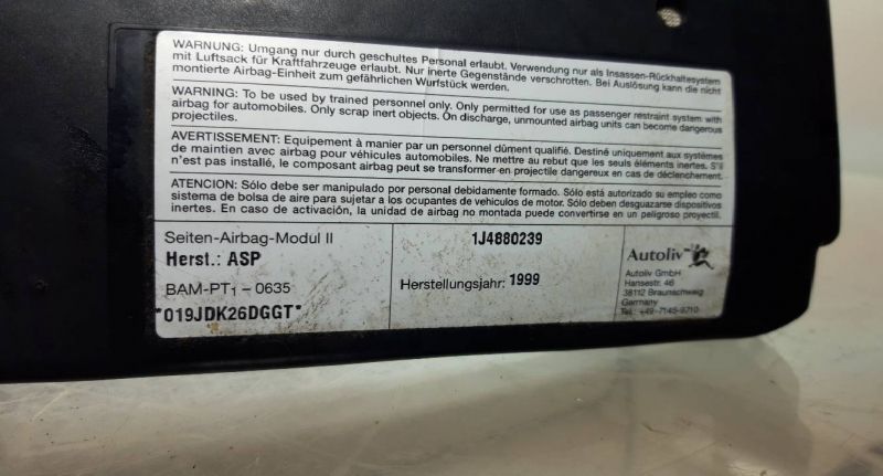 Airbag Banco Fte Esq Volkswagen Golf Iv (1J1)