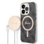 Etui Guess 4G Print MagSafe na iPhone 14 Pro Max + ładowarka indukcyjn
