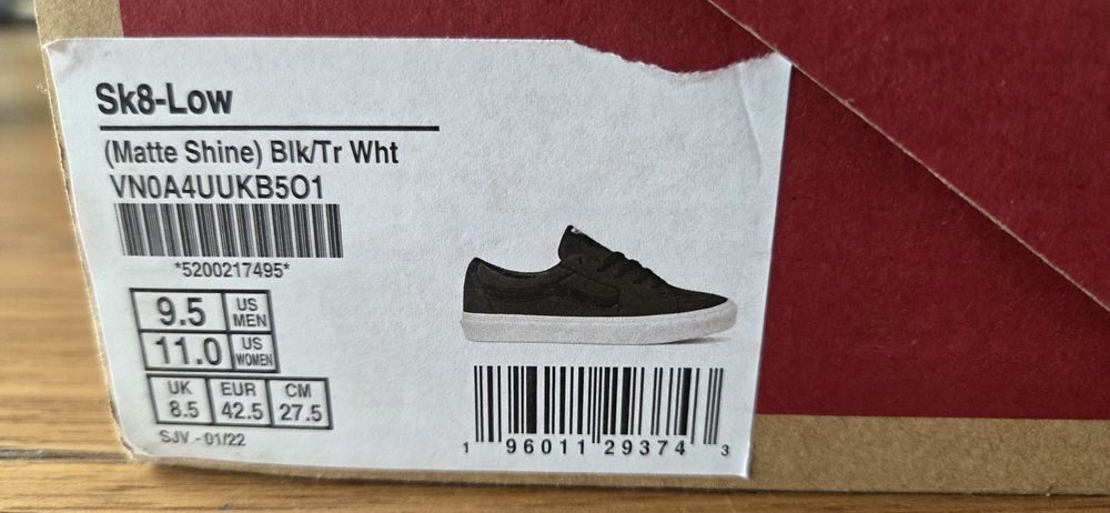 Buty Vans SK8-Low nowe czarne skóra 42,5