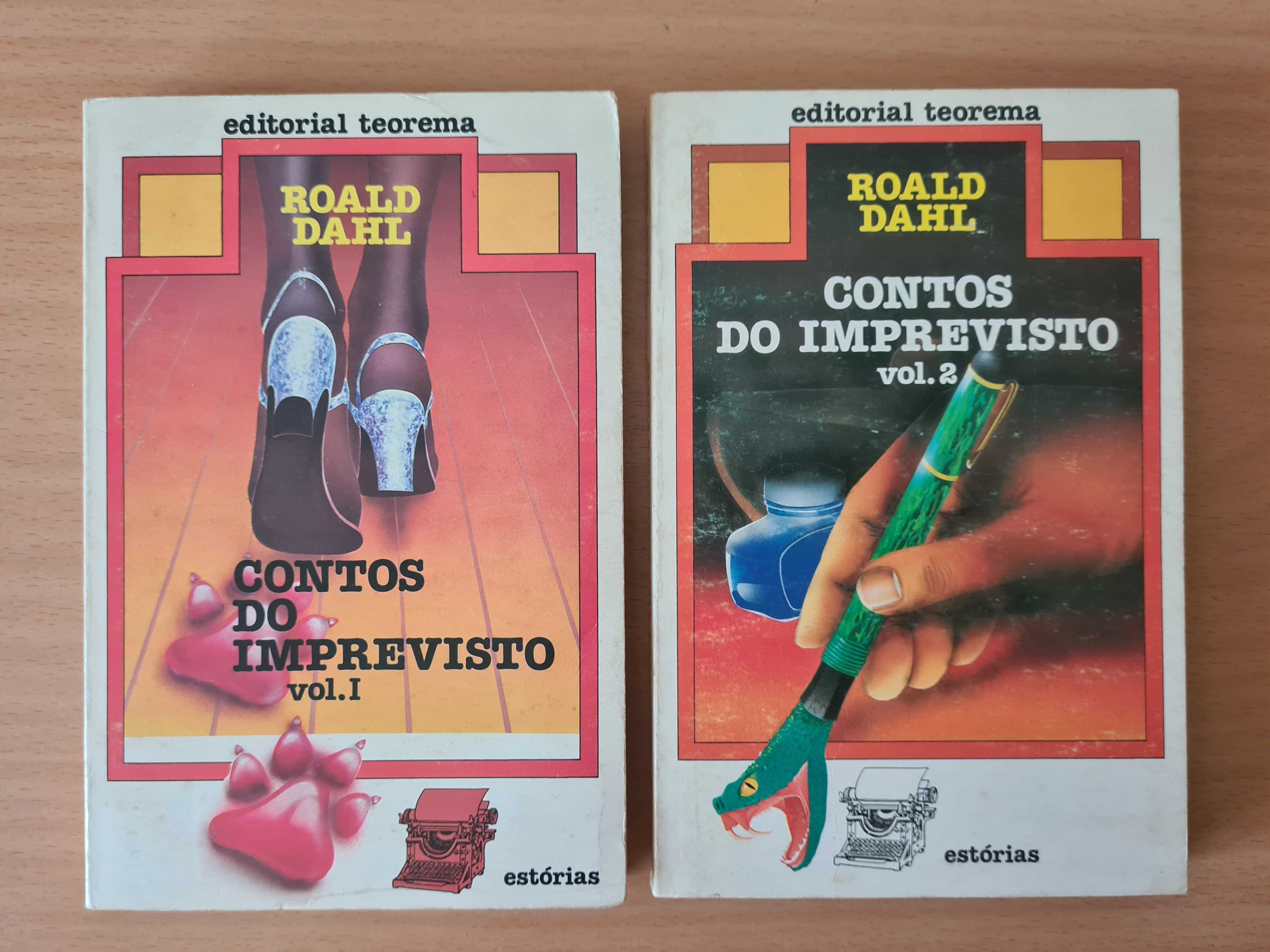 2 livros com os "Contos do Imprevisto" vol. 1 e 2 de Roald Dahl