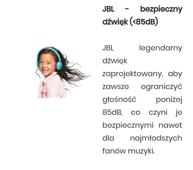Słuchawki nauszne JBL Junior JR300BT dla dzieci + etui GRATIS
