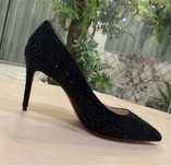 Nowe Szpilki Louboutin czarne z diamentami