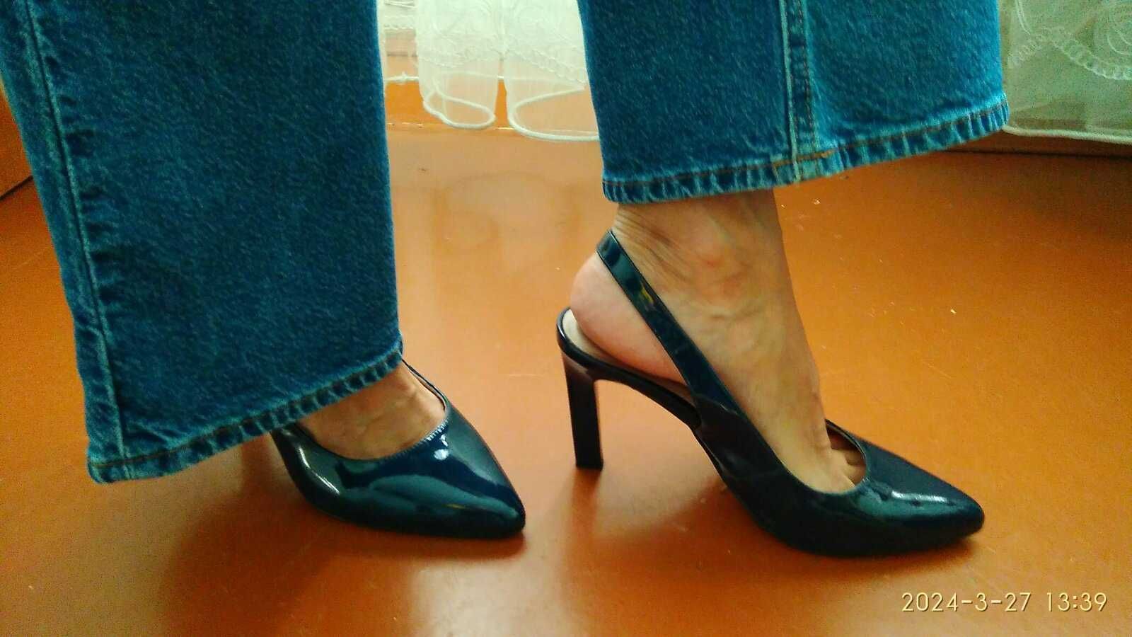 Туфли женские -стильные слингбэки, натуральная кожа, лак,Respect 37 р.