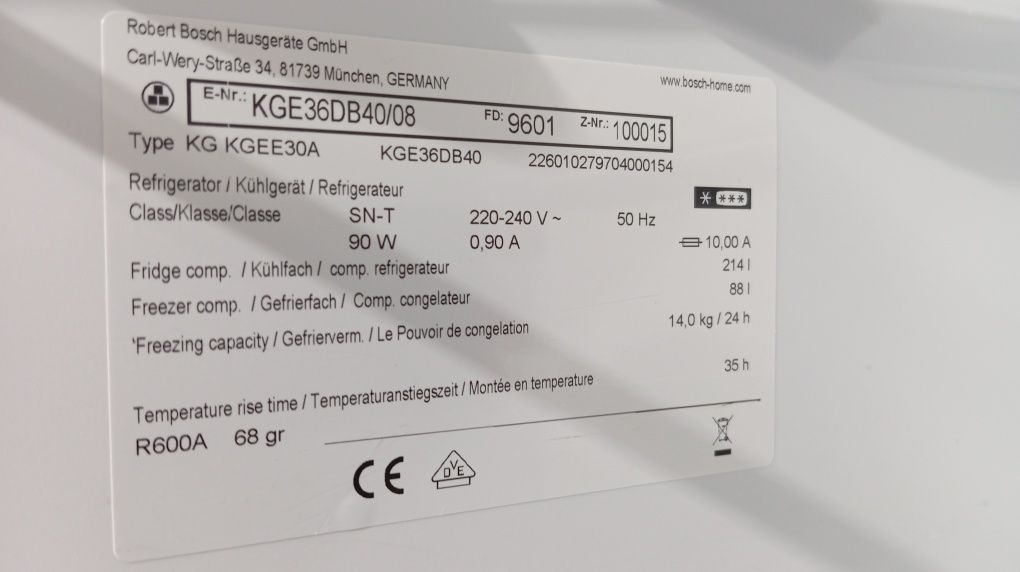 Холодильник Bosch KGE36DB40 Черный 185см INVERTER A+++ из Германии