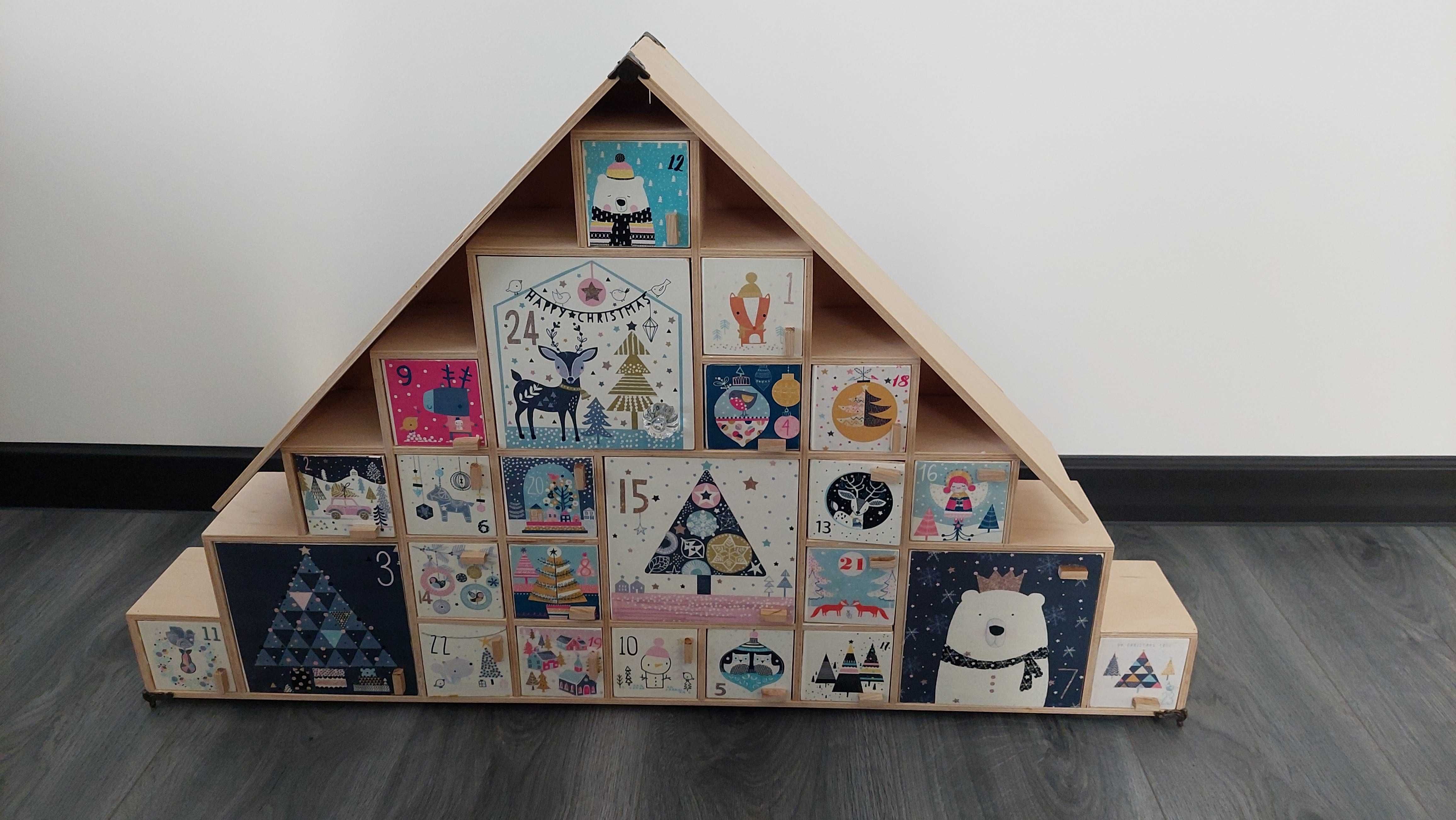 Kalendarz adwentowy drewniany hand made duży xl ręcznie robiony