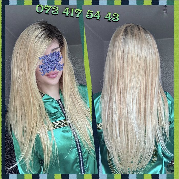 Натуральный парик славянка детские волосы с имитацией кожи блонд 70 см