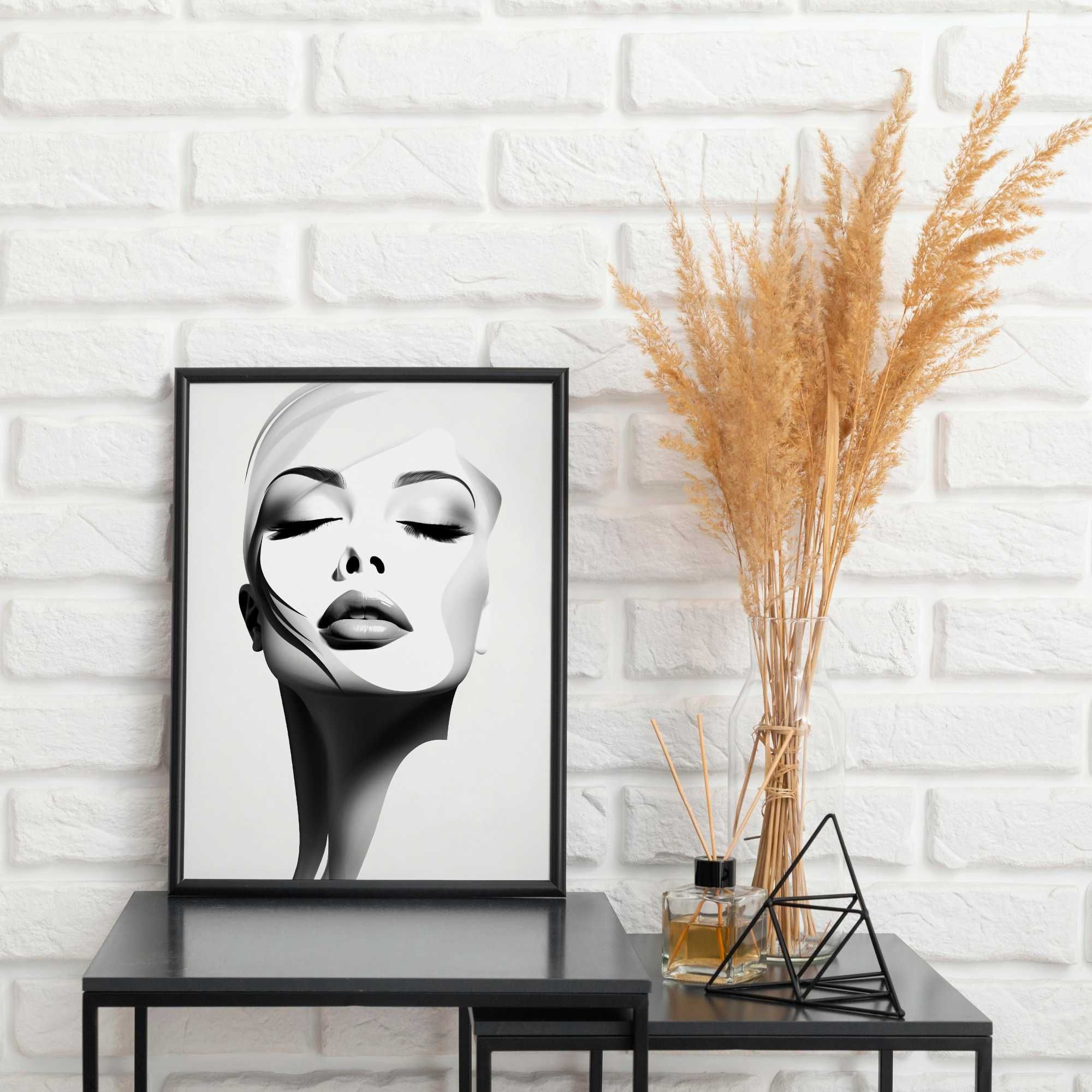 Plakat na Ścianę Obraz Kobieta Minimalizm Czarno-Białe 50x70 cm