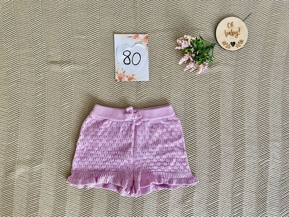 Wyprzedaż nowe szydełkowe spodenki liliowe 80