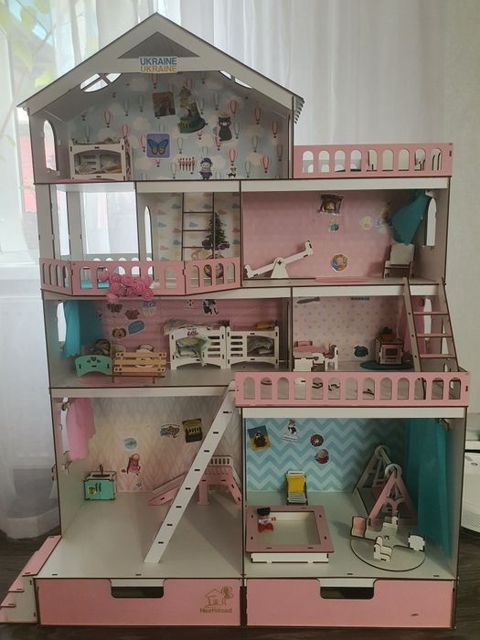 Ляльковий будиночок NestWood Великий рожевий особняк для ляльок L.O.L.