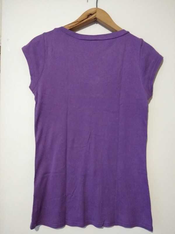 T-shirt koszulka top fioletowa z krótkim rękawem rozm. XL