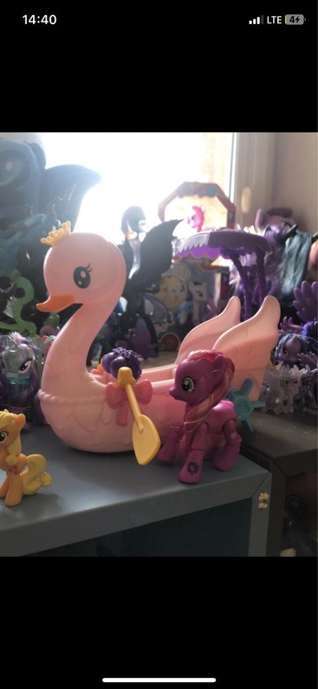 mlp my little pony łabędzia łódka i cheerlie brushable figurka pojazd