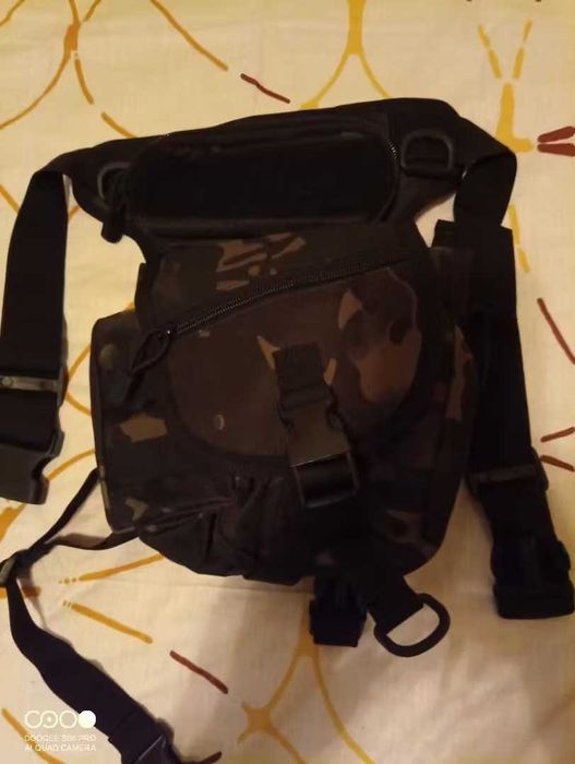 Taktyczna Torba na Udo/Pas - Czarny Kamuflaż