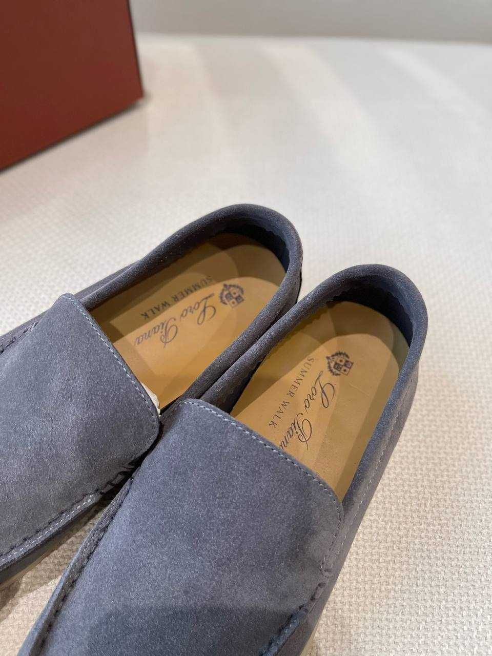 Мужские серые лоферы Loro Piana Summer Walk чоловічі лофери Лоро Піана