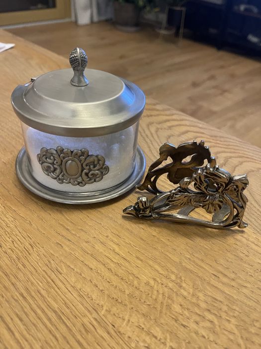 Cukiernica i serwetnik posrebrzane