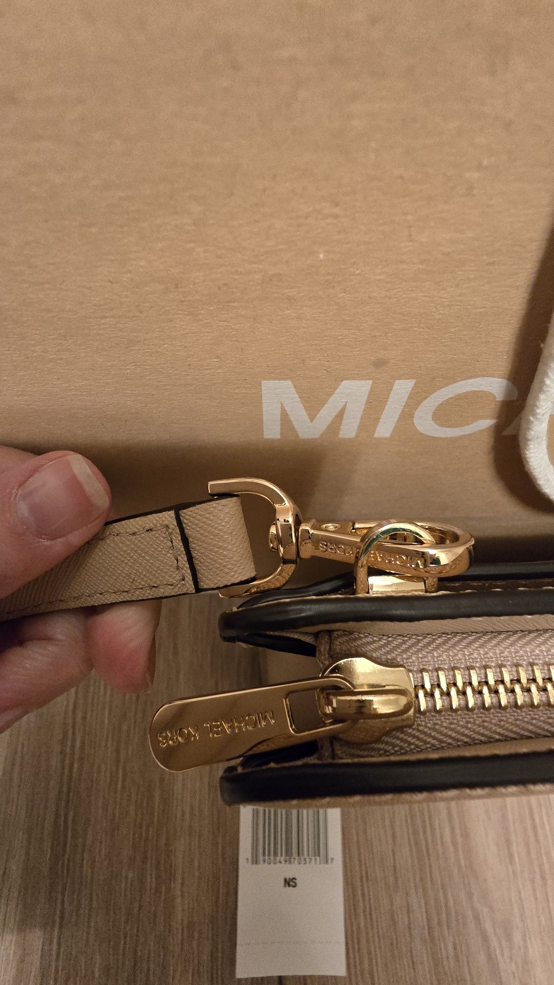 Kopertówka torebka Michael Kors beż skóra