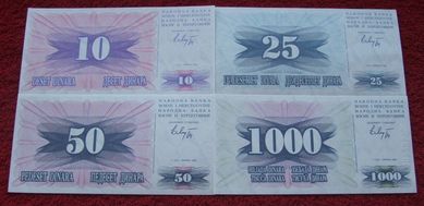 BOŚNIA I HERCEGOWINA Kolekcjonerskie Banknoty Zestaw - 4 sztuki UNC