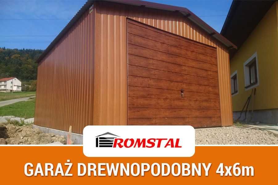 Garaż Blaszany Drewnopodobny 4x6 - Garaże Blaszane  - Wiaty - Romstal