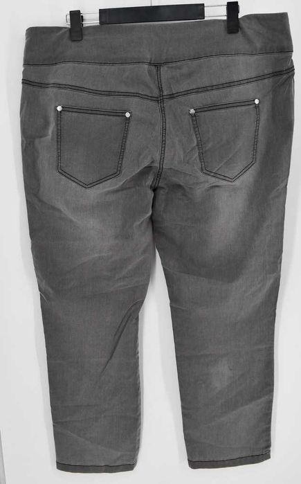 Elastyczne jeansy na gumce Bonprix 52 proste nogawki plus size szare
